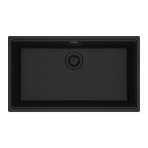 FRANKE MAG11029-MBK Maris Undermount 31-in x 17.81-in Granite Single Bowl Kitchen Sink in Matte Black In Matte Black