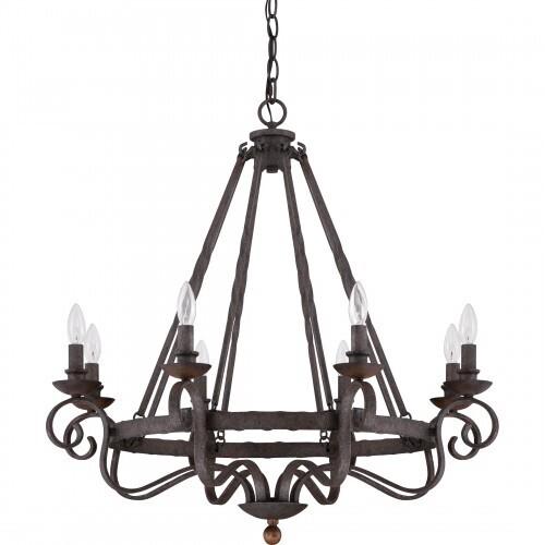 Quoizel NBE5008RK Noble Chandelier 8-lght rustic black Chandelier