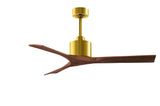 Matthews Fan NK-BRBR-WA-52 Nan 6-speed ceiling fan in Brushed Brass finish with 52” solid walnut tone wood blades