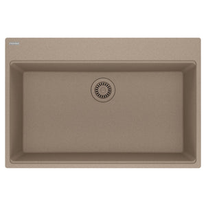 FRANKE MAG61031-OYS Maris Topmount 33-in x 22-in Granite Single Bowl Kitchen Sink in Oyster In Oyster