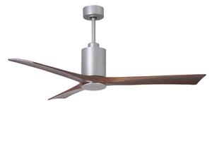 Matthews Fan PA3-BN-WA-60 Patricia-3 three-blade ceiling fan in Brushed Nickel finish with 60” solid walnut tone blades and dimmable LED light kit 