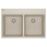 FRANKE MAG6201515-CHA Maris Topmount 33-in x 22-in Granite Double Bowl Kitchen Sink in Champagne In Champagne