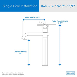 Gerber D225158 Chrome Parma Single Handle Vessel Filler