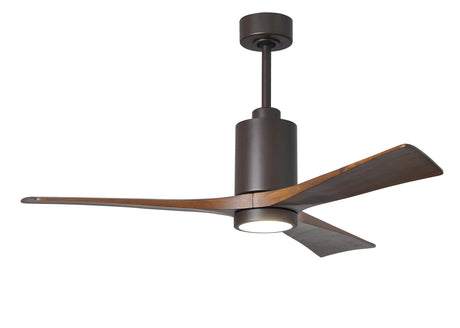 Matthews Fan PA3-TB-WA-52 Patricia-3 three-blade ceiling fan in Textured Bronze finish with 52” solid walnut tone blades and dimmable LED light kit 