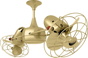 Matthews Fan DD-BRBR-MTL Duplo Dinamico 360” rotational dual head ceiling fan in Brushed Brass finish with Metal blades.