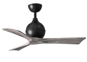 Matthews Fan IR3-BK-BW-42 Irene-3 three-blade paddle fan in Matte Black finish with 42" solid barn wood tone blades.