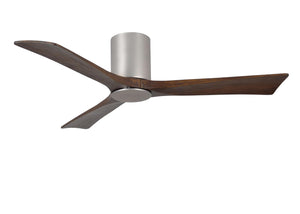 Matthews Fan IR3HLK-BN-WA-52 Irene-3HLK three-blade flush mount paddle fan in Brushed Nickel finish with 52” solid walnut tone blades and integrated LED light kit.