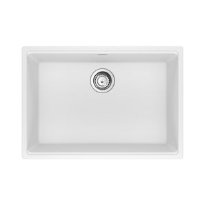 FRANKE MAG11025-PWT-S Maris Undermount 27-in x 19-in Granite Single Bowl Kitchen Sink in Polar White In Polar White