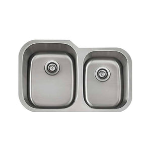 LENOVA SS-CL-D2L Undermount Double Bowl 32 x 21 9/8 - Brushed Satin UNDERMOUNT KITCHEN SINK Kitchen,Kitchen Sinks,Undermount Sinks, Lenova Classic 18 Gauge Stainless Steel Sinks