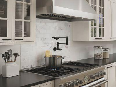 Pfister Matte Black 2-handle Pot Filler Faucet GT533-PFB