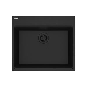 FRANKE MAG61023L-MBK Maris Dual Mount 25-in x 22-in Granite Dual Mount Single Bowl Laundry Sink in Matte Black In Matte Black