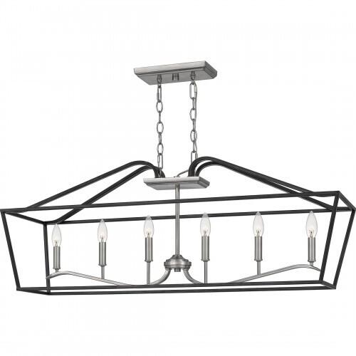 Quoizel CTA642MBK Catalina Linear chandelier 6 light matte black Island Light