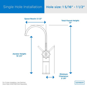Gerber D201144 Chrome Sirius Single Handle Vessel Filler