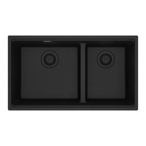 FRANKE MAG1601611LD-ONY Maris Undermount 31-in x 17.81-in Granite Double Bowl Kitchen Sink in Onyx In Onyx