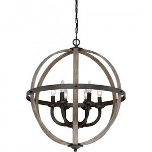Quoizel FSN5206RK Fusion 6lts foyer rustic black 24.5"d Pendant
