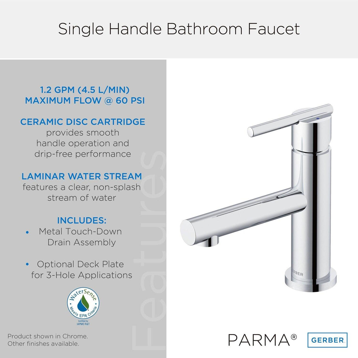 Gerber D224158BB Brushed Bronze Parma Single Handle Lavatory Faucet