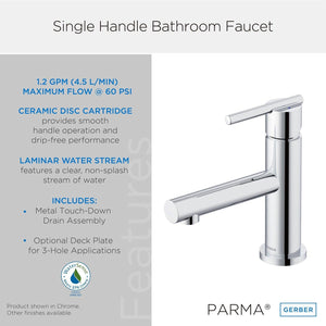 Gerber D224158 Chrome Parma Single Handle Lavatory Faucet