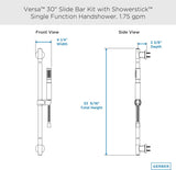 Gerber D461707 Chrome Versa 30" Slide Bar Assembly With Showerstick HANDSH...