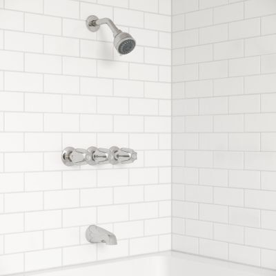 Polished Chrome Pfister 3-handle Tub & Shower Faucet With Metal KNO... LG01-3120