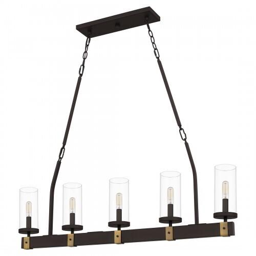 Quoizel LSB539OZ Lisbon Linear chandelier 5 lights old bronze Island Light