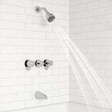 3-Handle Tub & Shower Faucet with Metal Knob Handles
