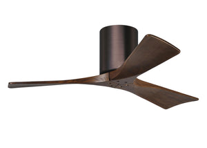 Matthews Fan IR3H-BB-WA-42 Irene-3H three-blade flush mount paddle fan in Brushed Bronze finish with 42” solid walnut tone blades. 