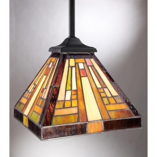 Quoizel TFST1508VB Stephen Tiffany mini pendant 8"sq vintage bronze Mini Pendant