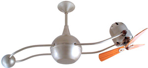 Matthews Fan B2K-BN-WD-DAMP Brisa 360° counterweight rotational ceiling fan in Brushed Nickel finish with solid sustainable mahogany wood blades for damp locations.