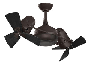 Matthews Fan DG-TB-WDBK Dagny 360° double-headed rotational ceiling fan in Textured Bronze finish with solid matte black wood blades.