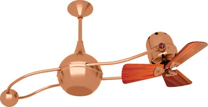 Matthews Fan B2K-BRCP-WD Brisa 360° counterweight rotational ceiling fan in Brushed Copper finish with solid sustainable mahogany wood blades.