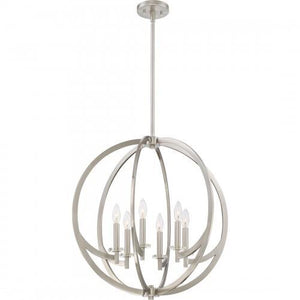 Quoizel ON2824BN Orion Pendant brushed nickel 6lts Pendant