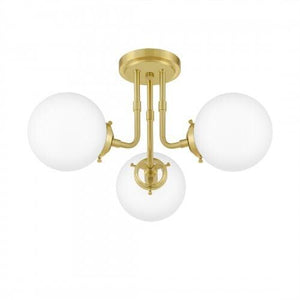 Quoizel LRY1720Y Landry Semi flush mount 3 light satin brass Semi-Flush Mount