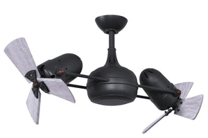 Matthews Fan DG-BK-WDBW Dagny 360° double-headed rotational ceiling fan in Matte Black finish with solid barn wood blades.
