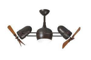 Matthews Fan DGLK-TB-WD Dagny 360° double-headed rotational ceiling fan with light kit in Textured Bronze finish with solid mahogany tone wood blades.