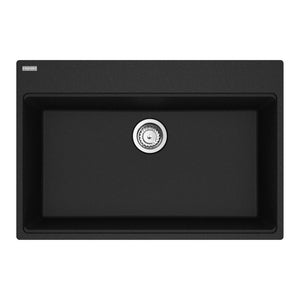 FRANKE MAG61031-ONY-S Maris Topmount 33-in x 22-in Granite Single Bowl Kitchen Sink in Onyx In Onyx