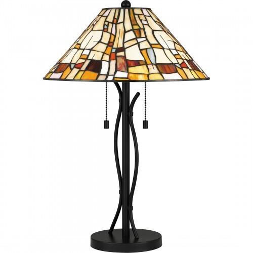 Quoizel TF5619MBK Tiffany Table lamp tiffany 2 lights matte black Table Lamp