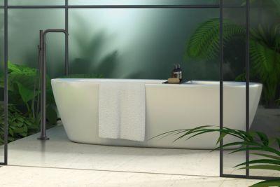 Pfister Matte Black 2-handle Tub Filler With Hand Shower LG6-1TNTB