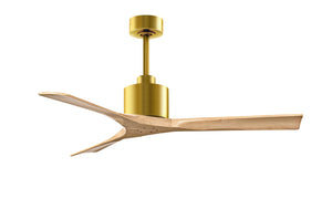 Matthews Fan NK-BRBR-LM-52 Nan 6-speed ceiling fan in Brushed Brass finish with 52” solid light maple tone wood blades
