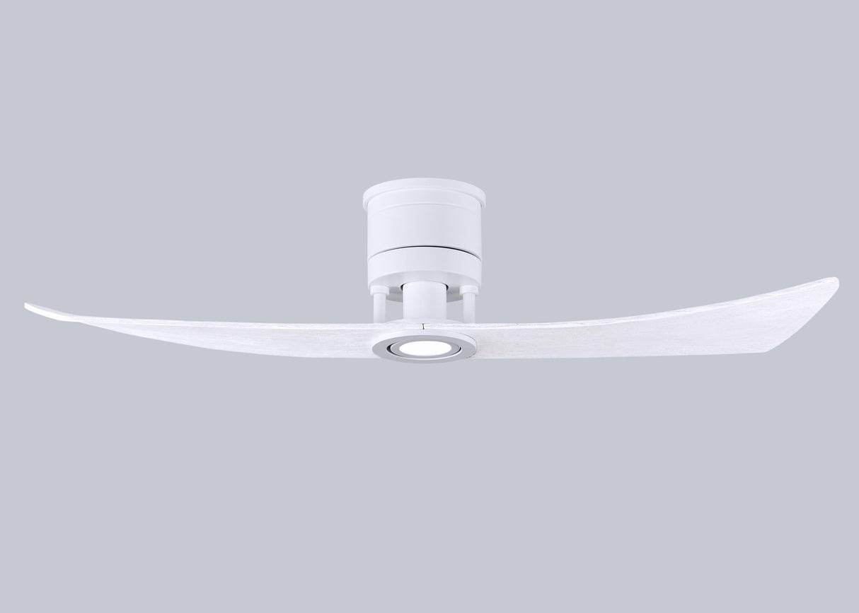 Matthews Fan LW-MWH-MWH Lindsay ceiling fan in Matte White finish with 52" solid matte white wood blades and eco-friendly, dimmable LED light kit.