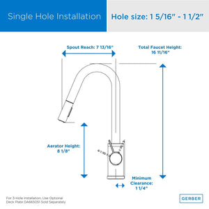 Gerber D457230SS Stainless Steel Amalfi Single Handle Pull-down Kitchen Faucet