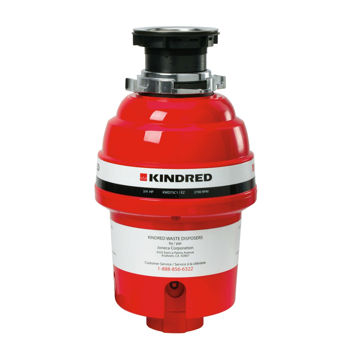 KINDRED KWD75C1-EZ 3/4 Horse Power Continuous Feed Food Waste Disposer