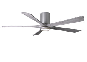 Matthews Fan IR5HLK-BN-BW-60 IR5HLK five-blade flush mount paddle fan in Brushed Nickel finish with 60” solid barn wood tone blades and integrated LED light kit.