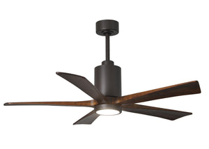 Matthews Fan PA5-TB-WA-52 Patricia-5 five-blade ceiling fan in Textured Bronze finish with 52” solid walnut tone blades and dimmable LED light kit