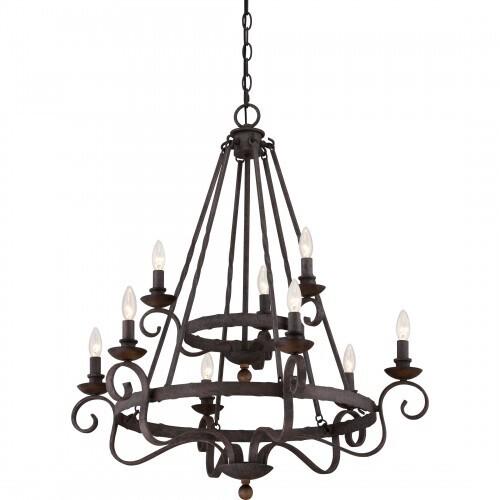 Quoizel NBE5009RK Noble Chandelier 9-light rustic black Chandelier