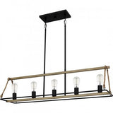 Quoizel OKP542MBK Oak Park Linear chandelier 5 lights matte black Island Light