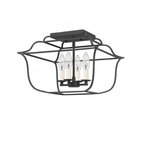 Quoizel GLY1714BA Gallery Semi flush mount 4 light royal ebony Semi-Flush Mount