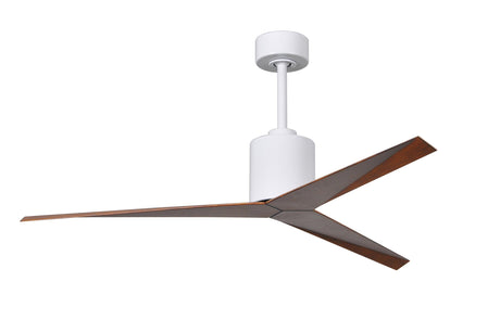 Matthews Fan EK-WH-WN Eliza 3-blade paddle fan in Gloss White finish with walnut all-weather ABS blades. Optimized for wet locations.
