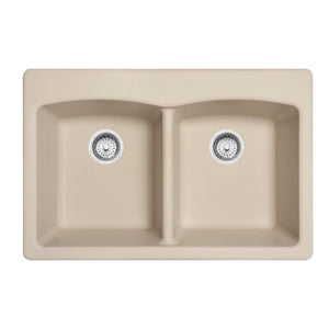 FRANKE EDCH33229-1 Ellipse 33.0-in. x 22.0-in. Champagne Granite Dual Mount Double Bowl Kitchen Sink - EDCH33229-1 In Champagne