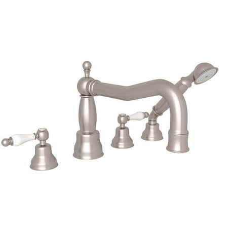 ROHL AC262OP-STN Arcana™ 4-Hole Deck Mount Tub Filler With Column Spout