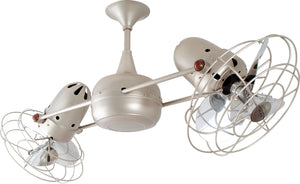 Matthews Fan DD-BN-MTL Duplo Dinamico 360” rotational dual head ceiling fan in Brushed Nickel finish with Metal blades.